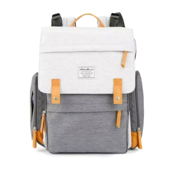 Eddie Bauer Handbags - Eddie Bauer first adventure SeattleWA unisex diaper baby bag backpack grey brown